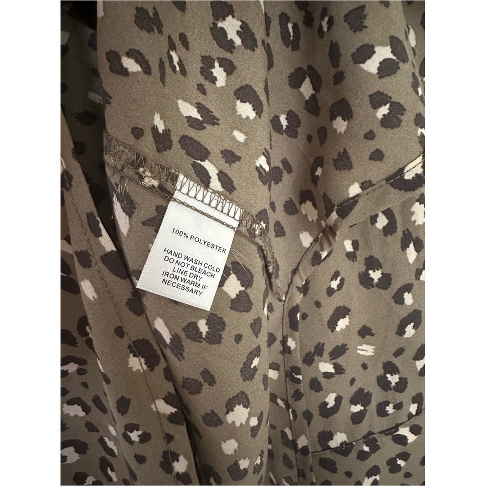 Animal Print Leopard Mittoshop Button Down Shirt M Olive Green Safari Gorpcore - Picture 4 of 6